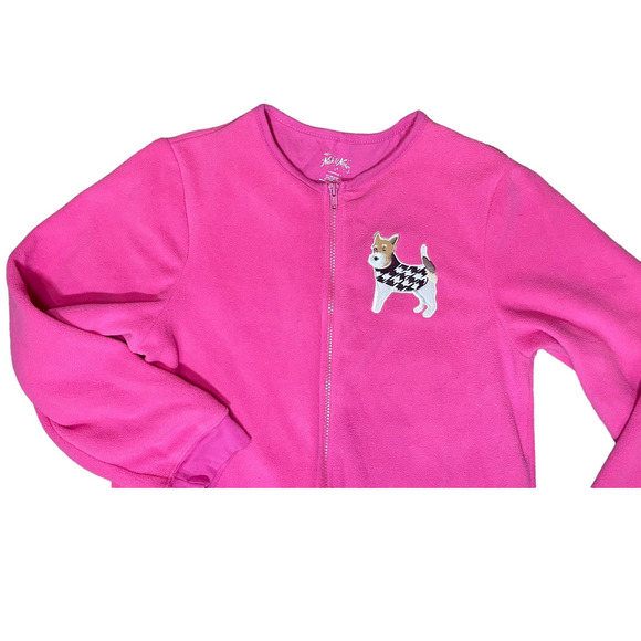 Nick & Nora Adult‎ Small Puppy Dog Foot PJs One Piece Footie Pajamas Pink Fleece - Picture 3 of 7